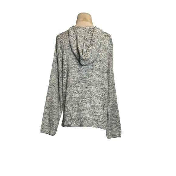 Gray knit long sleeves hoodie sweater size large - Picture 9 of 15